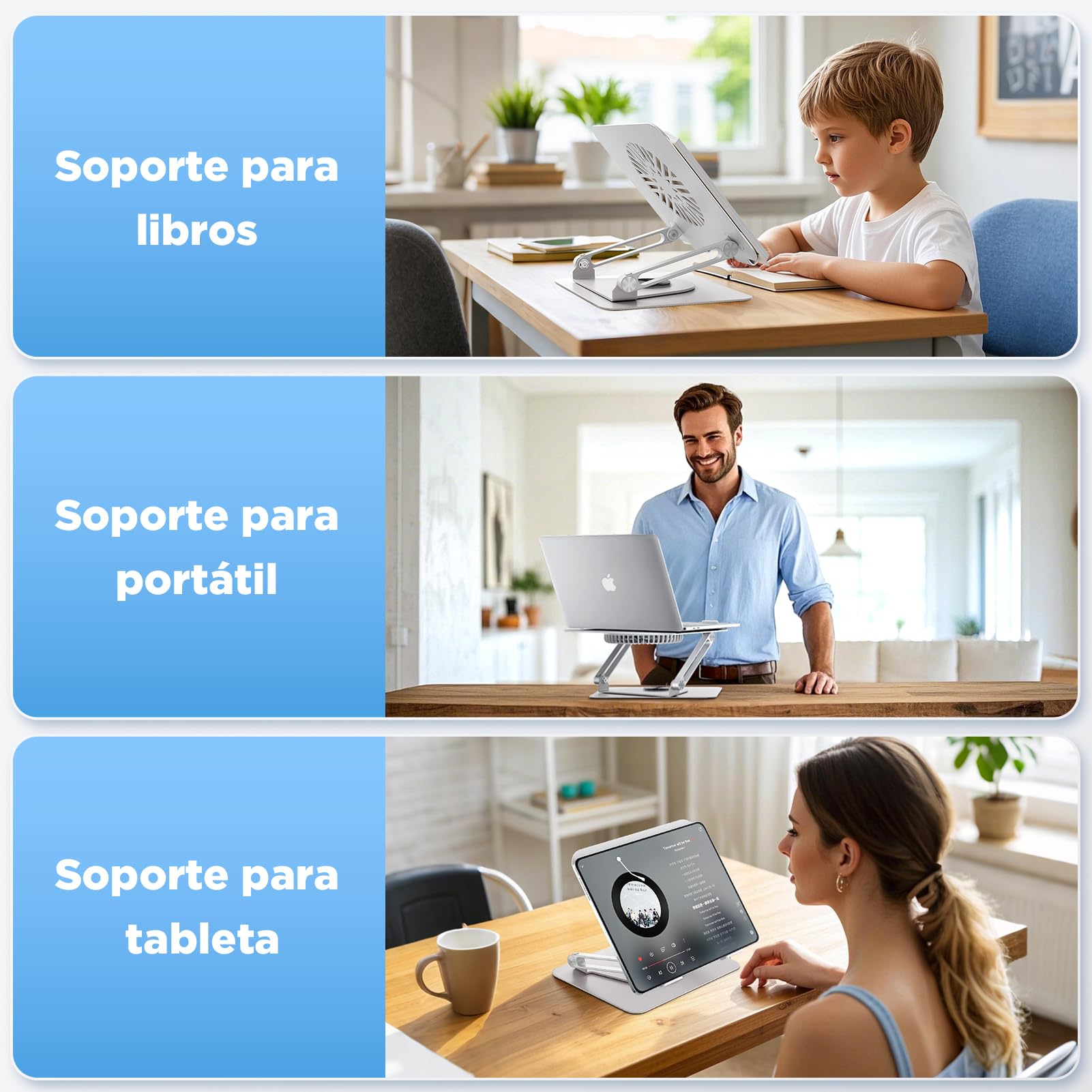 ICARE Soporte Portatil con Base Refrigeradora Portatil Magnético RGB, Giratorio 360°,Carga 10KG, Silencioso 18dB, Elevador para Portatil/Tablet de hasta 16",Plata