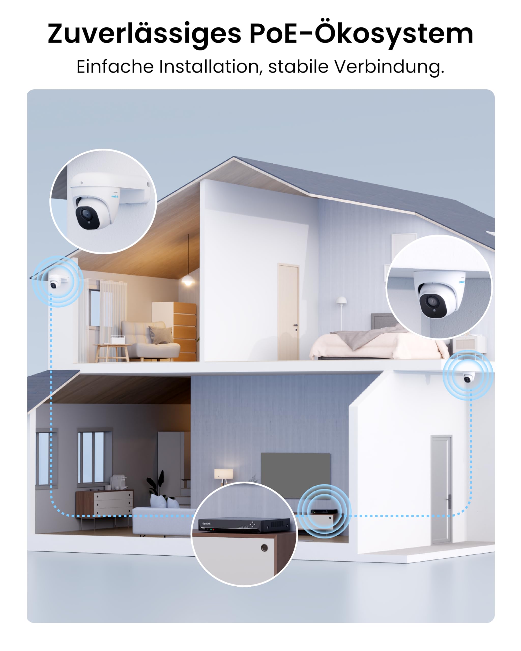 Reolink 4K Überwachungskamera Aussen Set, 4X 8MP und 2X 5MP PoE IP Kamera Überwachung mit Smarter Personenerkennung und Fahrzeugerkennung, 8CH 2TB HDD NVR für 24/7 Videoüberwachung, 30M Nachtsicht