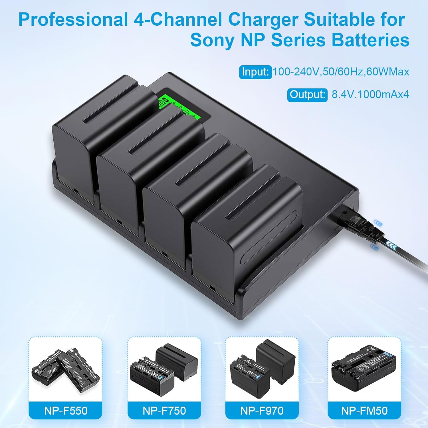 4&6 Pack NP-F970 Batteries 8900mAh and 4/6-Channel Charger Compatible with NP F970, F960, F950, F930, F770, F750, F570, F550, F530, F330 and Handycams, Field Monitor, Video Light (4 Channel&4 battery)