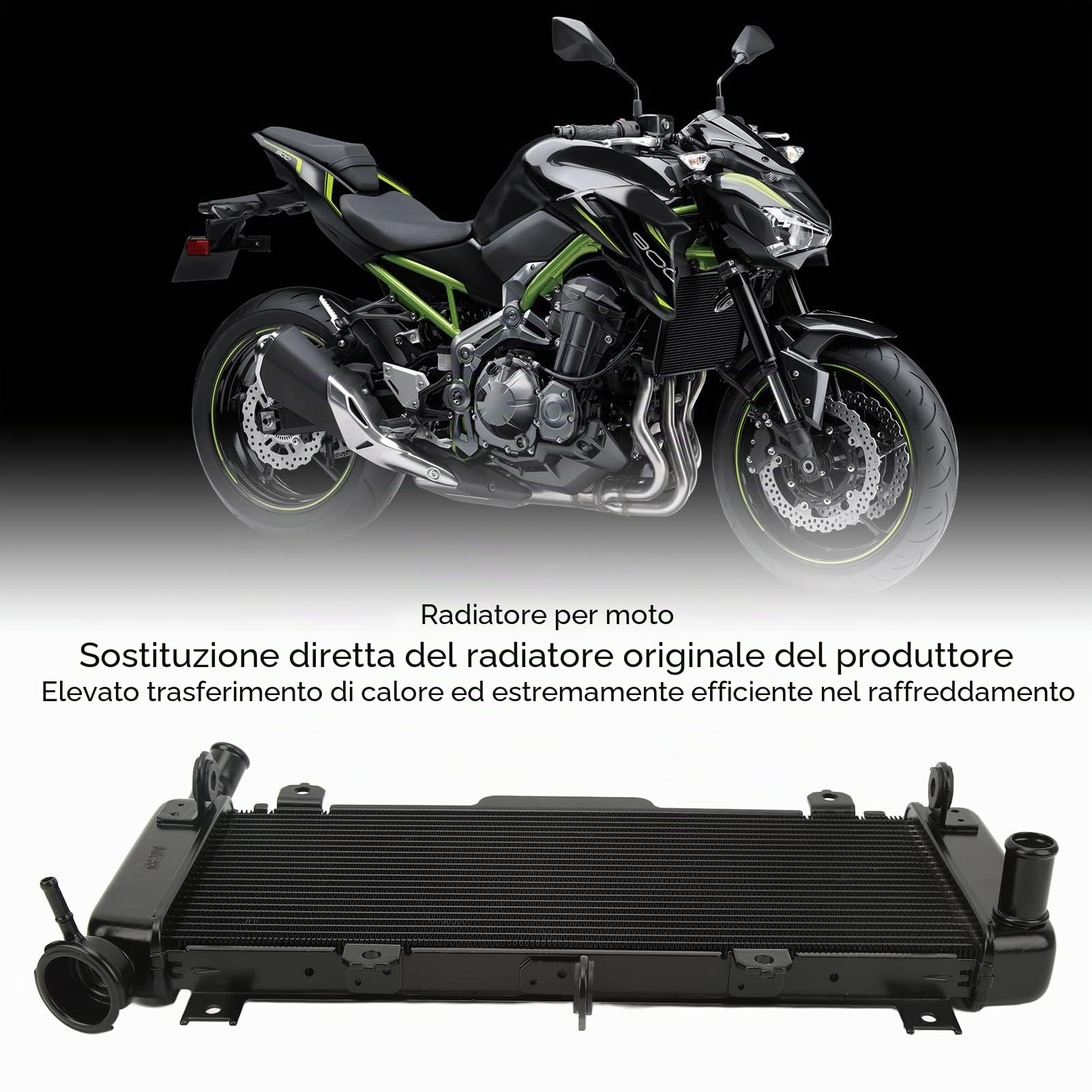 Sostituzione Gruppo radiatore Moto per 650 Z650 ER650 2017-2022 Serbatoio Acqua di Raffreddamento Moto Alluminio Parti Motore Sostituzione radiatore Moto