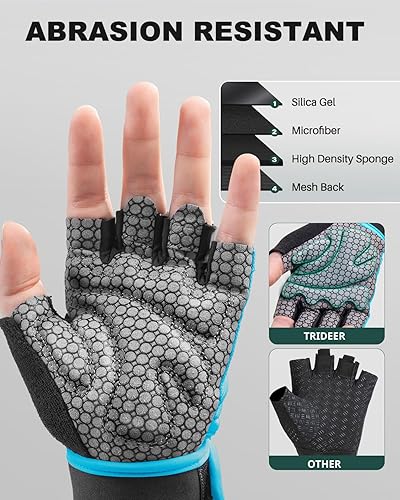 Miniatura 24 de Trideer Guantes de levantamiento de pesas para mujeres y hombres con soporte de muñeca, guantes de entrenamiento para mujer, protección completa