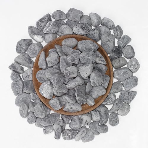 LOIOOJ Black Natural River Rocks, 1-1.7 Inch Decorative Stones for