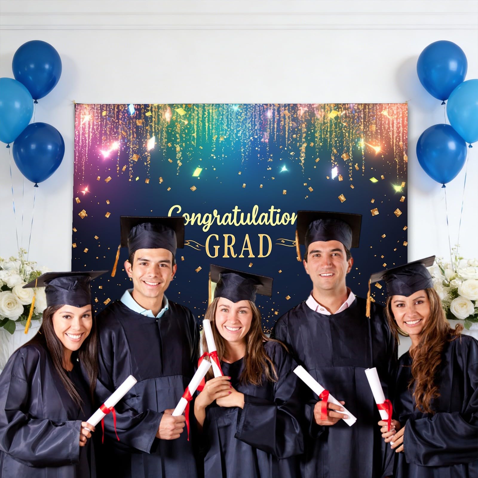 Banner de buena suerte para la temporada de graduación, diseño único, tendencias de moda, emoción para tus fotos de graduación. 2