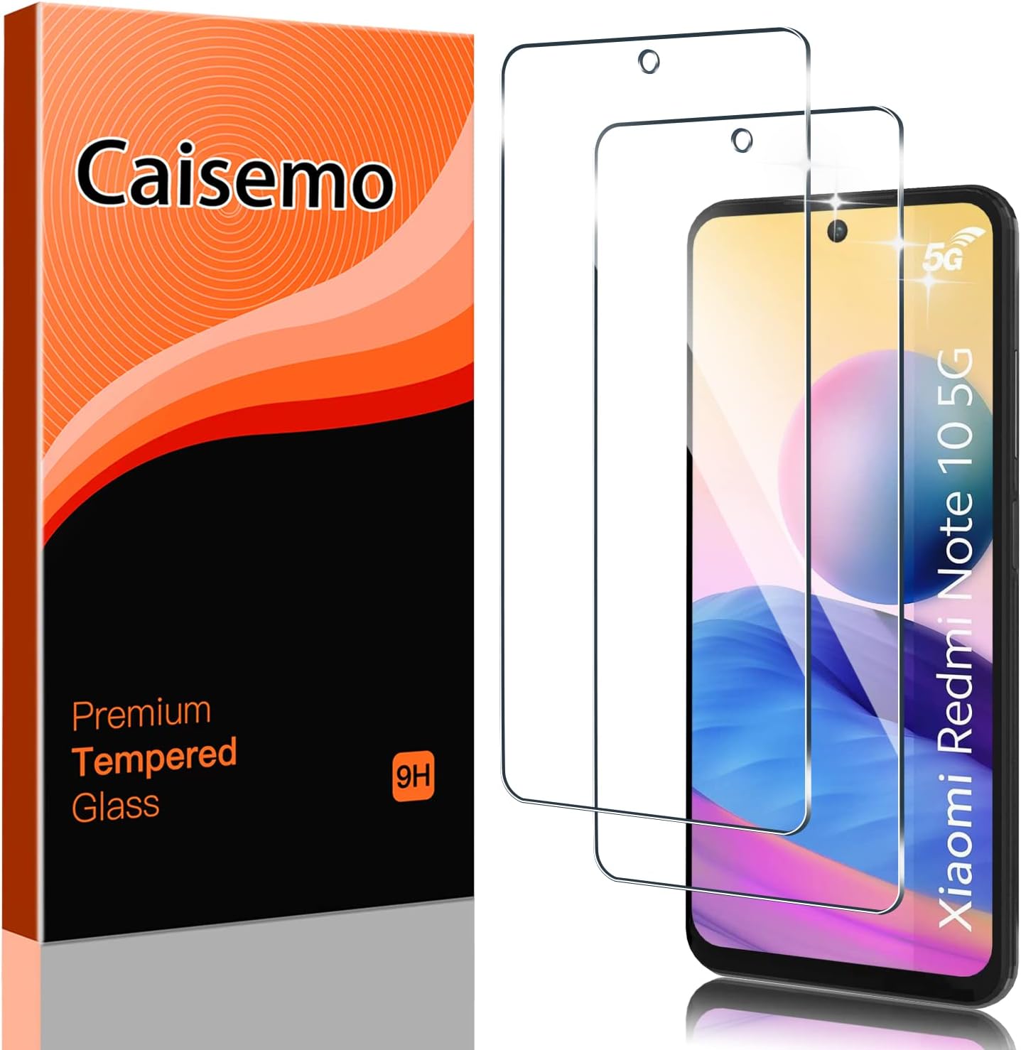 Caisemo 2 Pack For Xiaomi Redmi 10 /Note 10 5G (Not For Note 10S / Note 10 4G / Note 10 Pro),Tempered Glass Screen Protector, 9H Hardness, Anti Scartch,Soft Touch