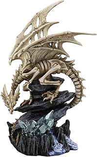 Ebros 高さ10インチ ゴシック スケルトン ボーンドラゴン クリスタル洞窟像 シャドウ ゴーストアルケミー ドレイク ファンタジー ダンジョンズ&ドラゴンズ 装飾フィギュア オズサリー マカー ハロウィン 置物