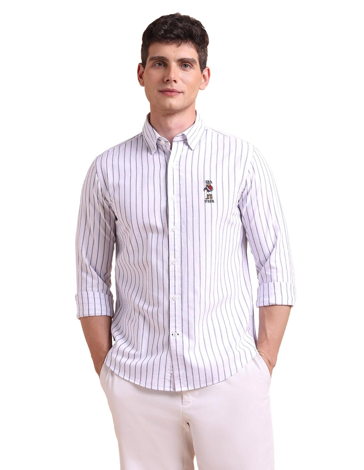 U.S. POLO ASSN. Mens Striped Blue Cuff Sleeve Shirt - Review, Price and Buying Guide