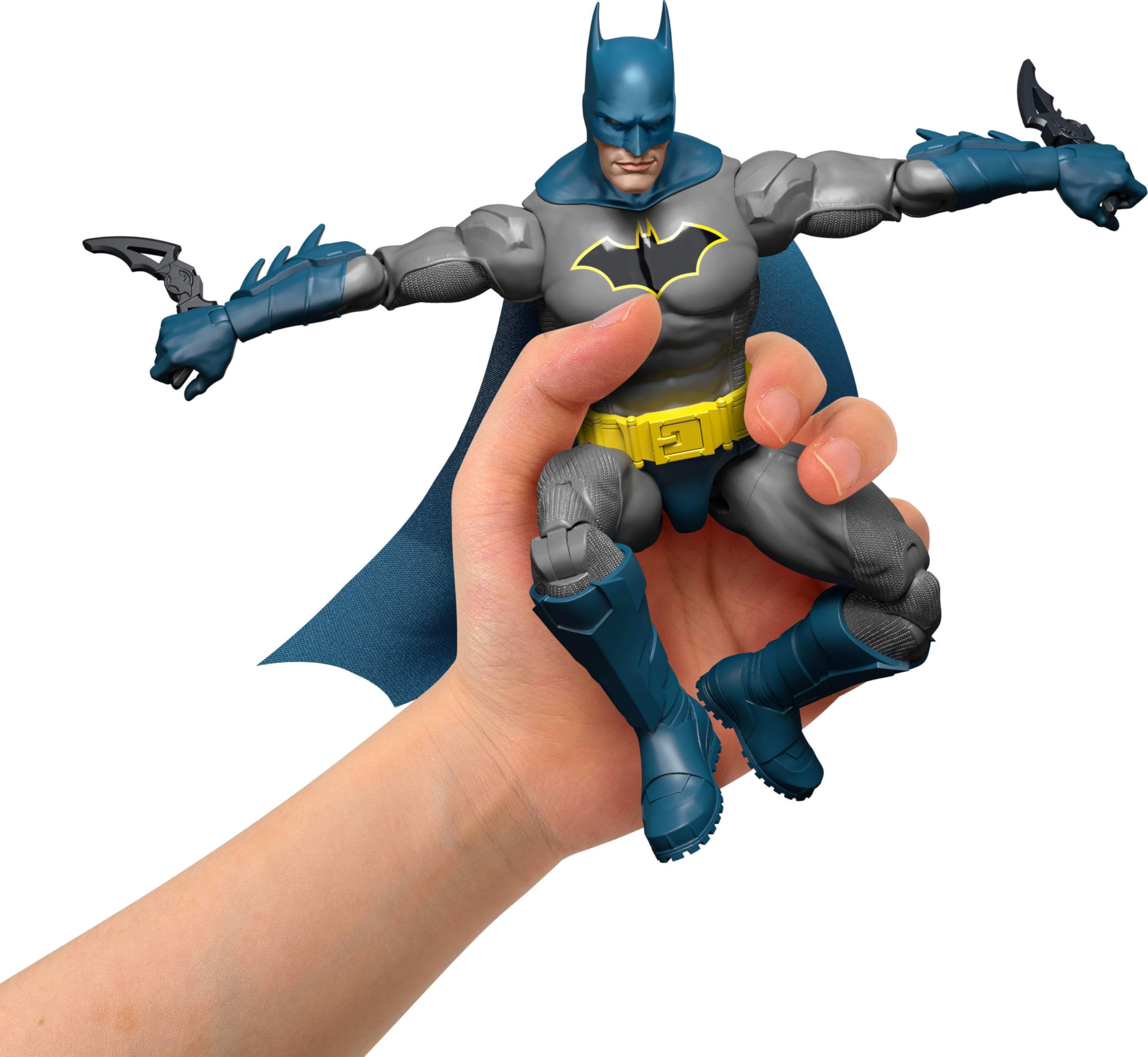 Mattel DC Premier Series Batman, figurka akcji 16,5 cm, seria 1 | Szczegółowy design superbohatera, 22 punkty artykulacji, peleryna z tkaniny, stojak na broń i akcesoria, JMD95