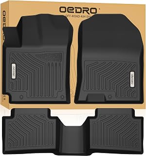 OEDRO Floor Mats Compatible with 2018-2023 Hyundai Kona (NO Electric Models), Unique Black TPE All-Weather Guard Includes 1st and 2nd Row: Front, Rear, Full Set Liners