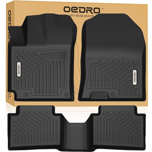 OEDRO Floor Mats Fit for 2018-2023 Hyundai Kona & 2022 2023 Kona N (Not Fit Electric Models), TPE All-Weather Custom Fit Floor Liners for Kona Accessories,1st & 2nd Row Mats Car Mats, Black Recycled Claim Standard Blended — Amazon listing product image