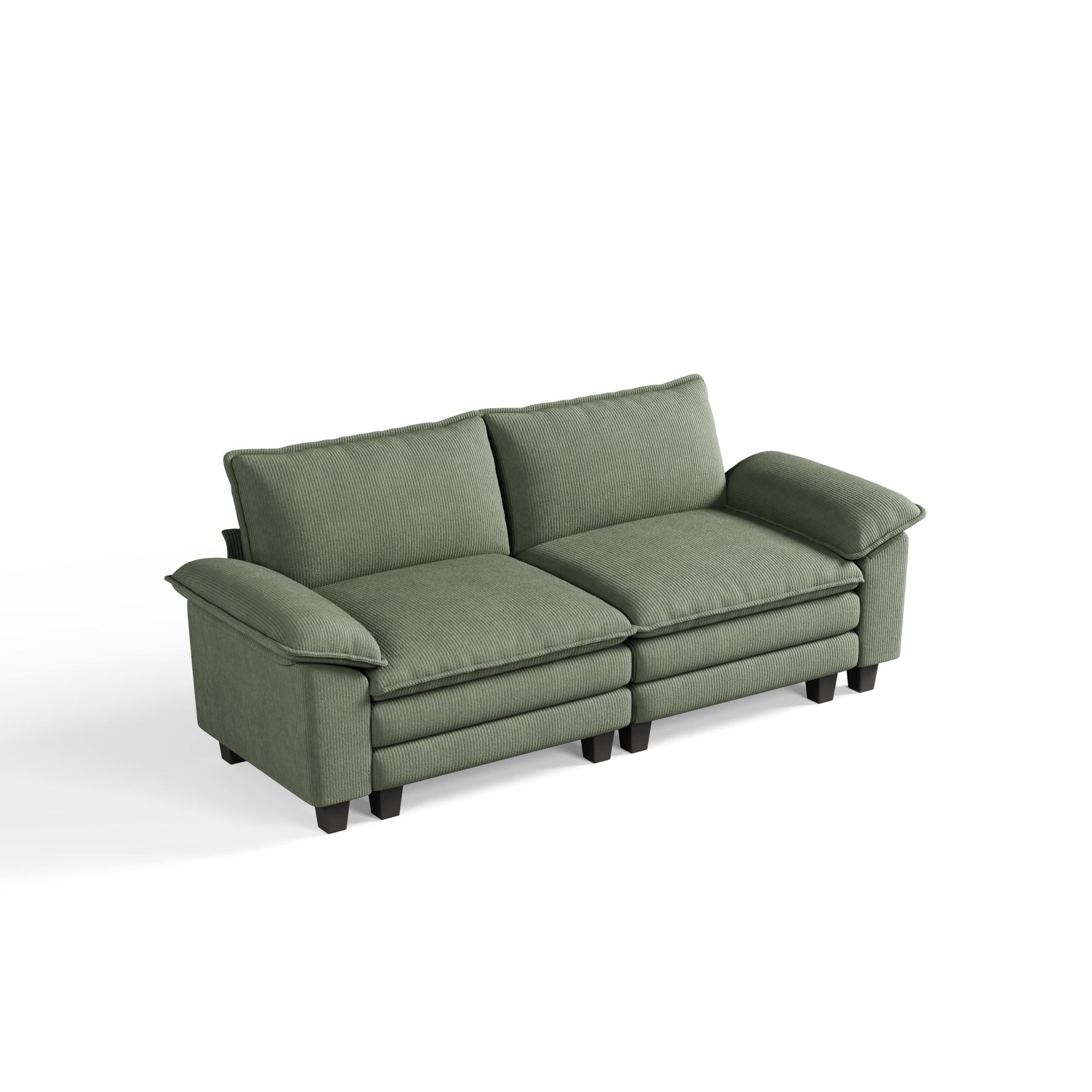 LINSY HOME Modular Sectional Sofa Only 2 Armrests Green