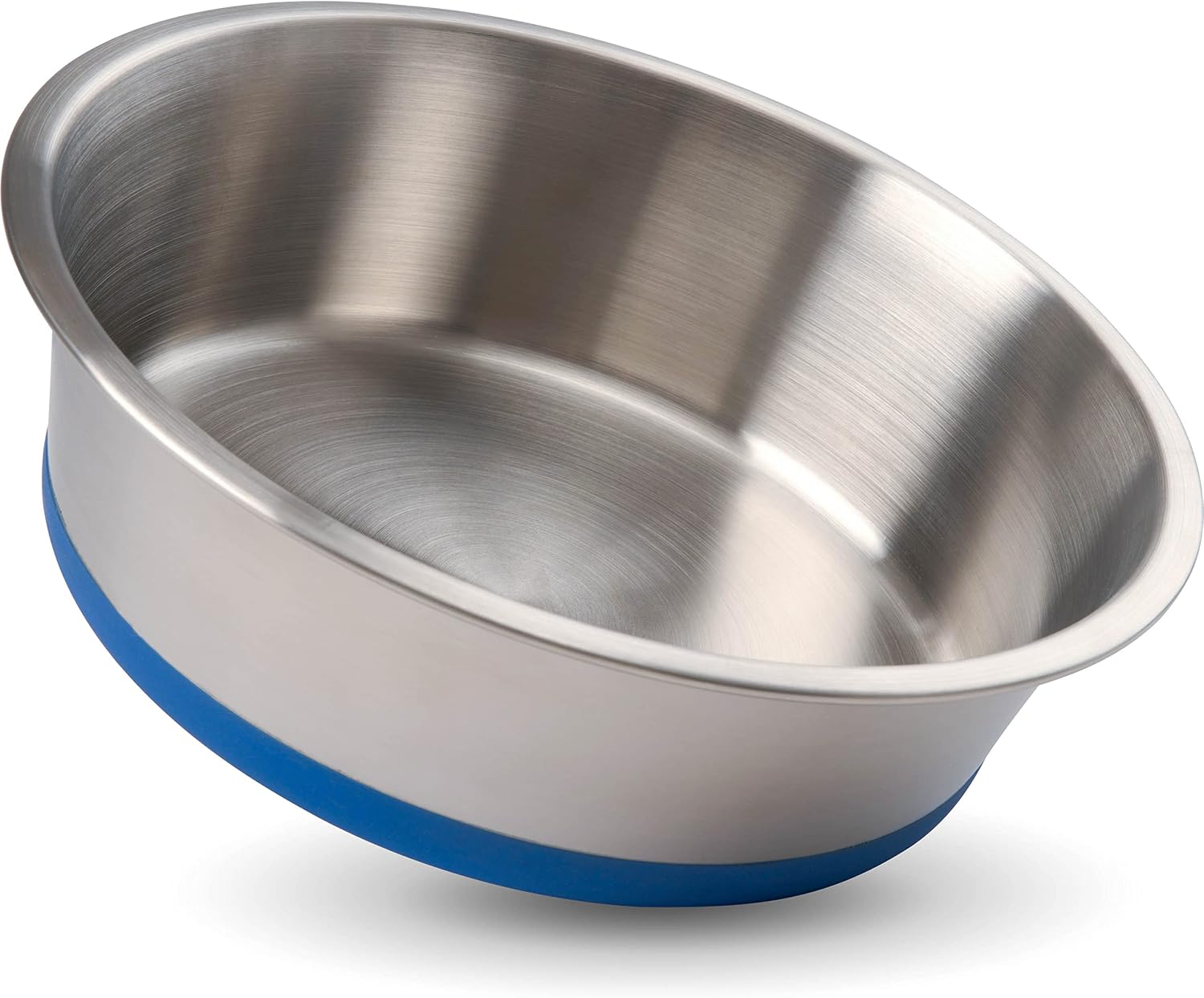 Leashboss Non-Slip Stainless Steel Dog Bowl with Rubber Base, Large 8 Cup / 64 Oz Size, Modern Brushed Interior & Exterior, Non-Skid…