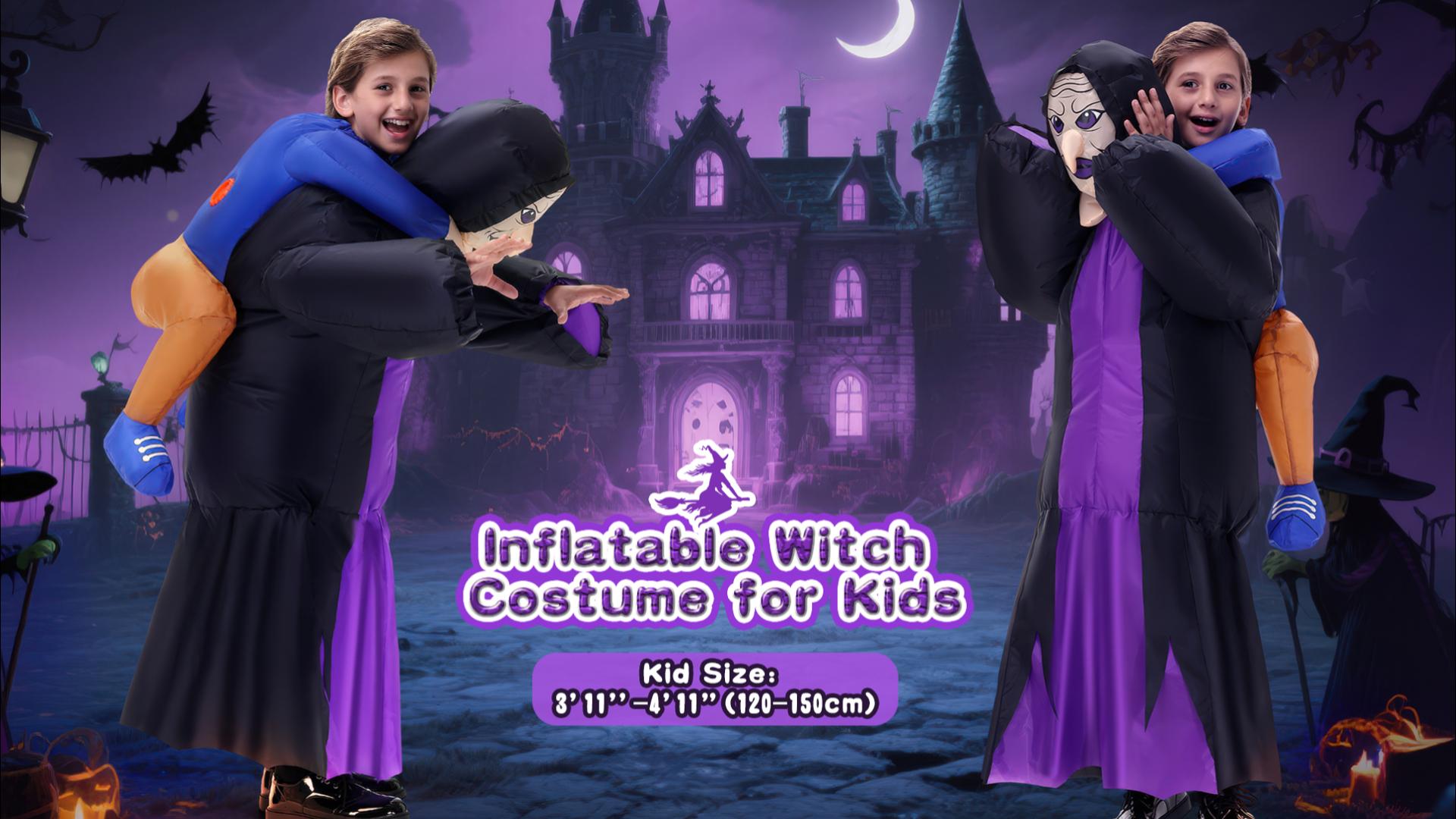 Disfraz inflable de bruja para niños miniatura 7