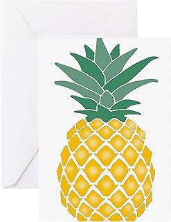 CafePress Yellow Stencil Pineapple Cute Women Greeting Cards Folded Greeting Card Matte