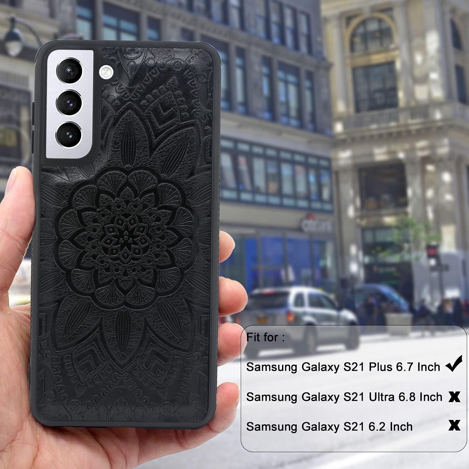 Harryshell Detachable Magnetic Zipper Wallet Leather Case Cash Pocket with 12 Card Slots Holder Wrist Strap for Samsung Galaxy S21+ S21 Plus 5G 6.7 Inch (2021) Floral Flower (Black)