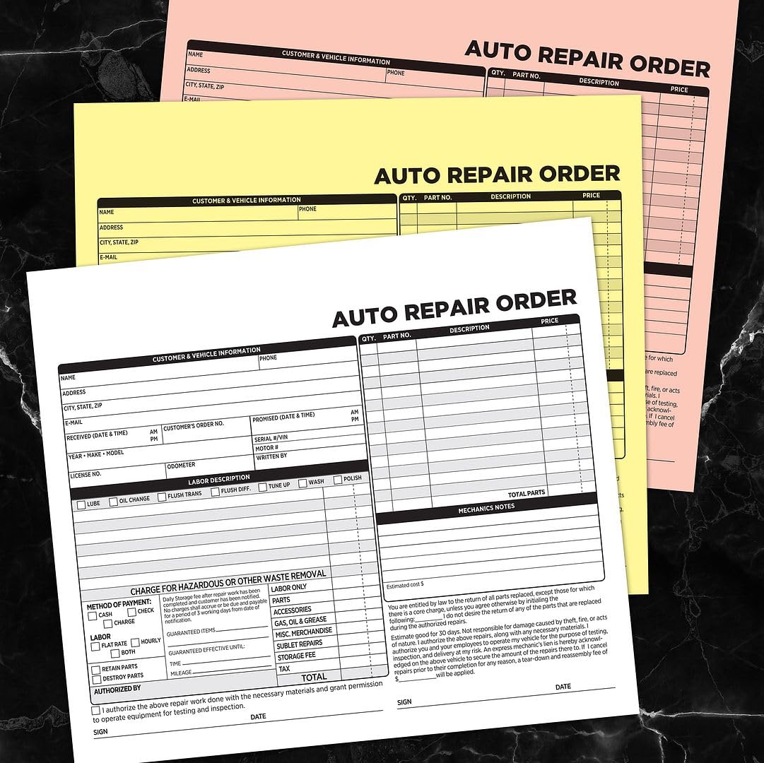 Snapklik.com : COSCO Auto Repair Order Forms, 3-Part, Carbonless, 50 ...