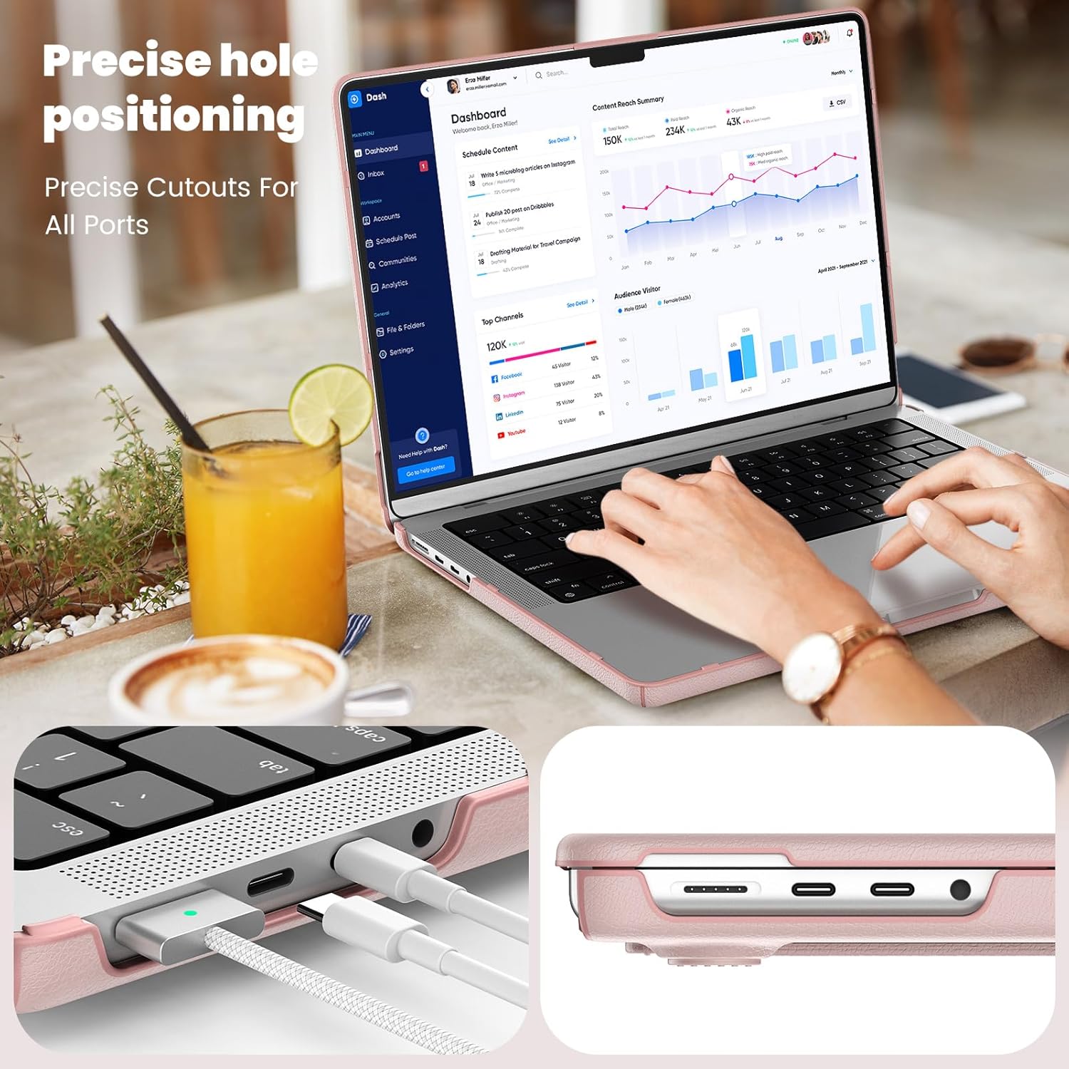 Mektron Leather Case for MacBook Pro 14 Inch M5/M4/ M3/ M2/ M1, Fits A3434 (2025) /A3112 A3401 A3185 (2024) / A2918 A2992 (2023) / A2779 (2023) / A2442 (2021) with Fold Kickstand -Business Pink