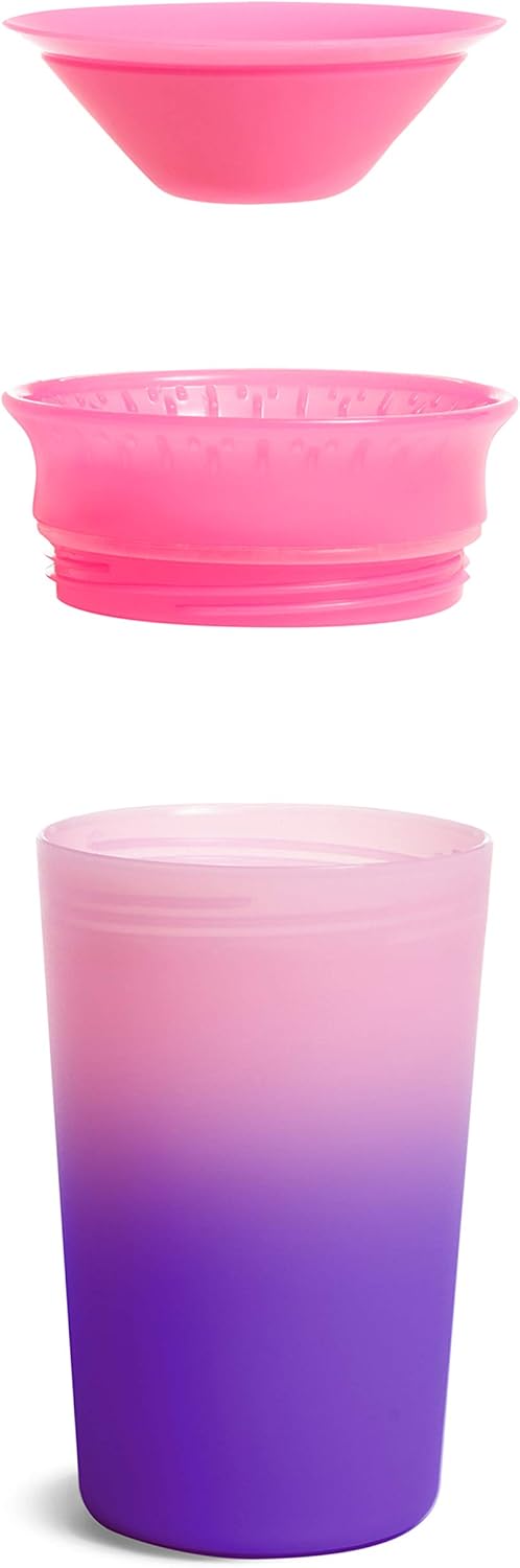 Munchkin® Miracle® 360 Sippy Cup for Toddlers, Color Changes with Cold Drinks, 9 Ounce, 2 Pack, Pink/Yellow