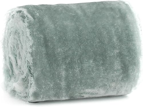 Miniatura 7 de MEEDEE Cinta de terciopelo de seda con flecos azul pizarra de 3 pulgadas para coronas, ramo de flores, fotografía, banda de vestido, baby shower,