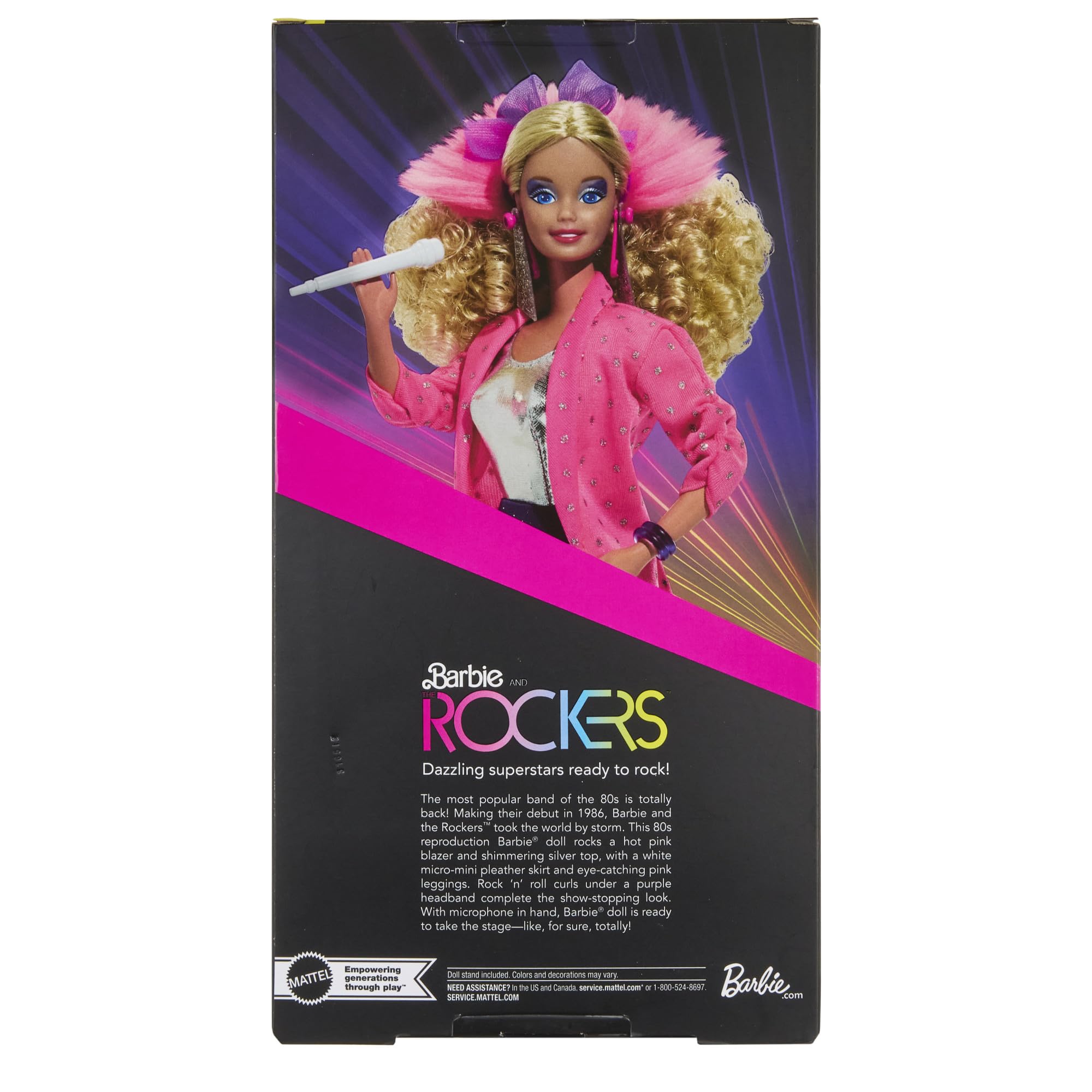 Barbie Signature and the Rockers Lalka kolekcjonerska Reprodukcja Barbie, podstawka dla lalki i ozdobne pudełko, zabawka dla dzieci 6+, fanów i kolekcjonerów, JJY10