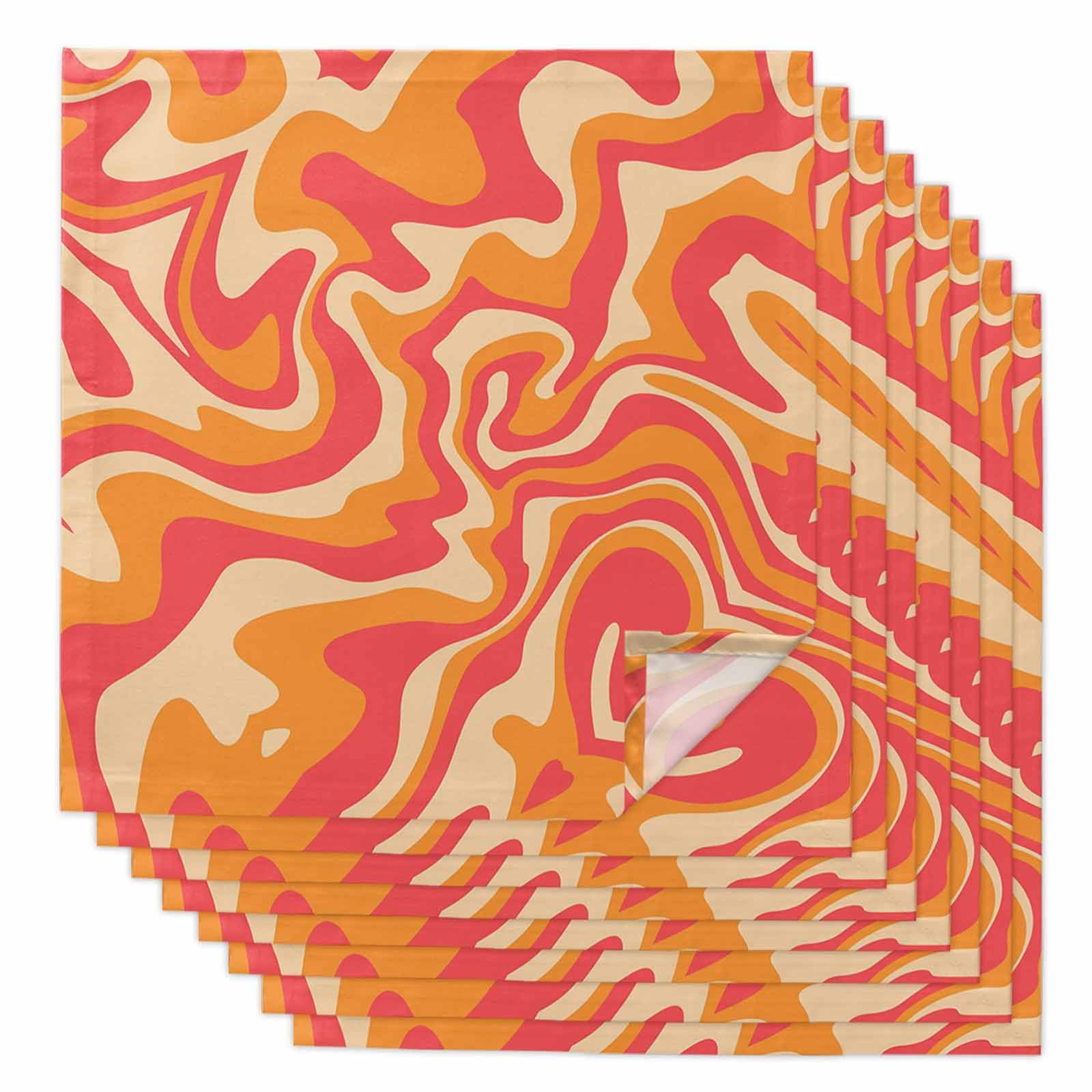 Amazon.com: Orange Pink Cloth Napkins Set of 8, Modern Moire