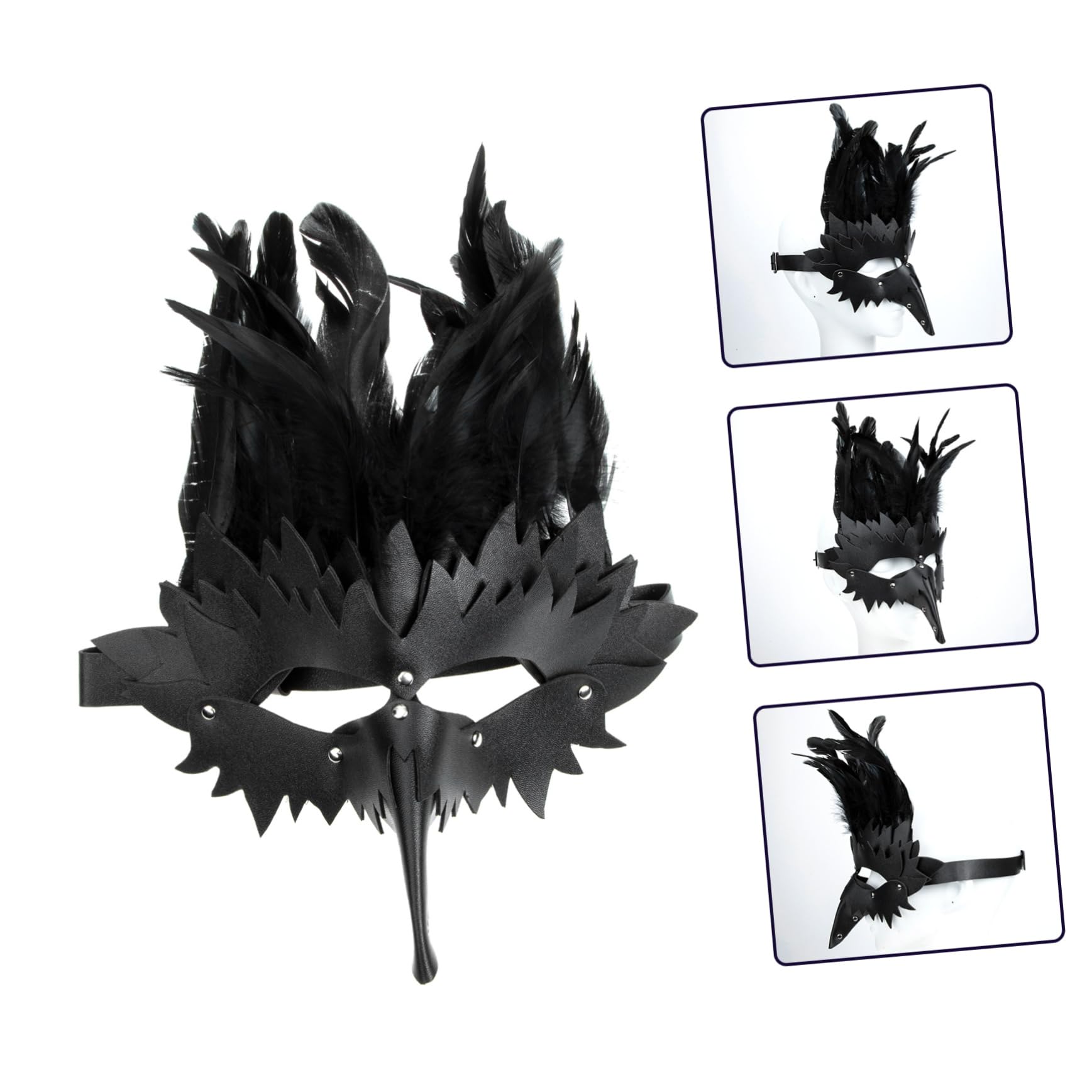 LIFKOME 4 Pz Maschera a Becco Punk Gotici Maschera Per Esterno Maschera Da Festa Di Halloween Maschera Decorativa Decorazione Esterna Arredamento Del Ballo Di Fine Anno Pelle Black