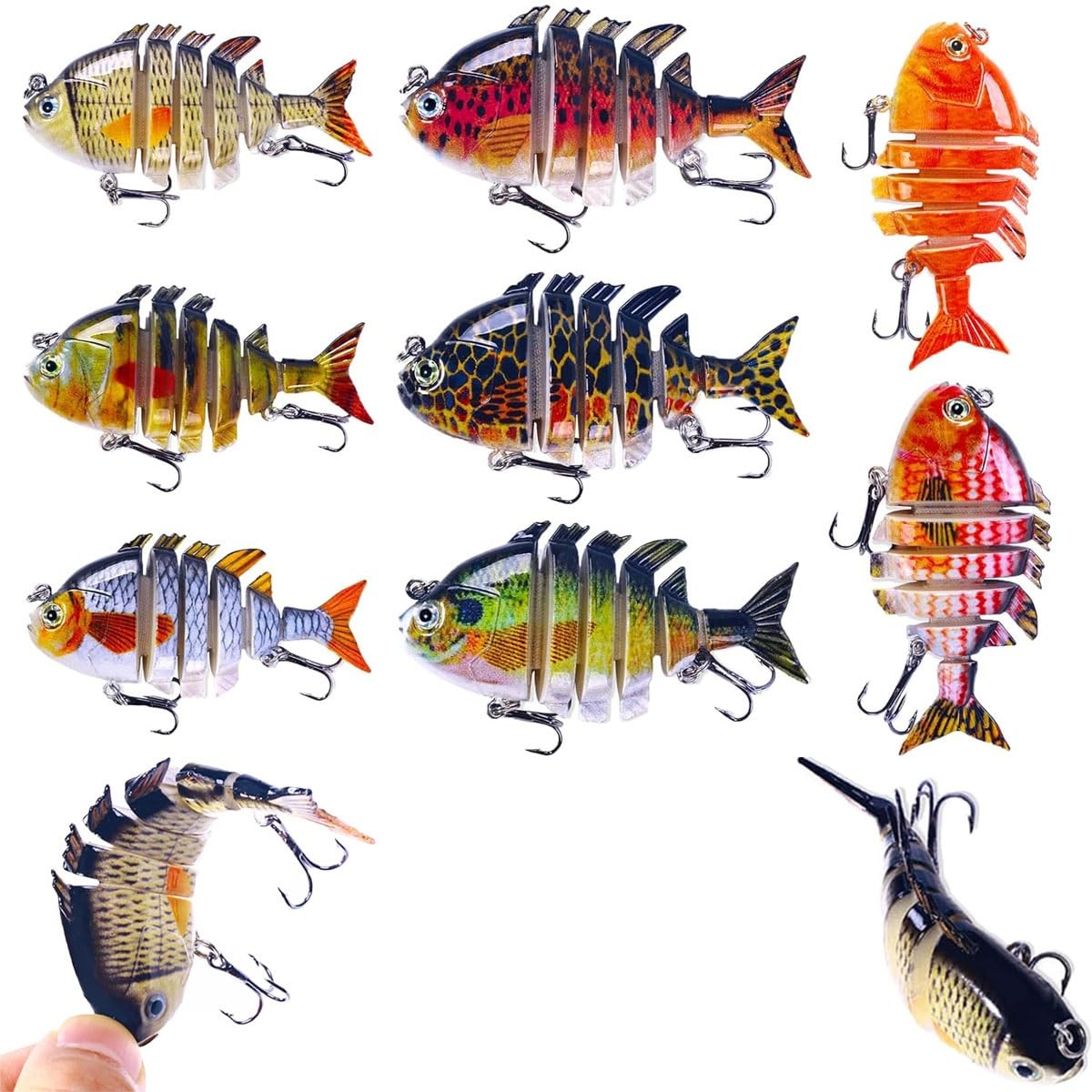 Micro Jointed Swimbait, 2 Inch, Fishing Lures for Freshwater and Saltwater, Lifelike Swimbait for Bass Trout Crappie Walleye Pike, Slow Sinking Lures