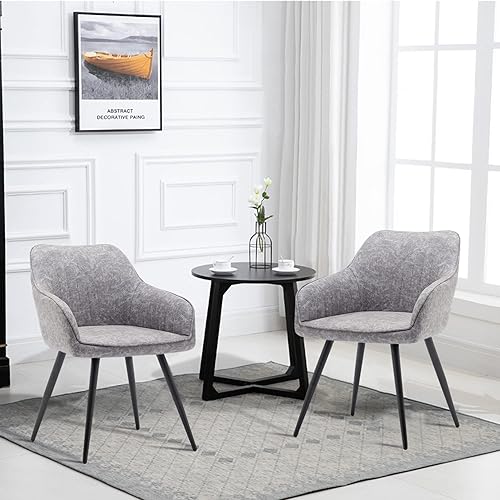 Miniatura 7 de annjoe Silla decorativa de gamuza sintética, sillas de sala de estar, silla de ocio, silla tapizada con patas de metal, juego de 2 para el hogar,