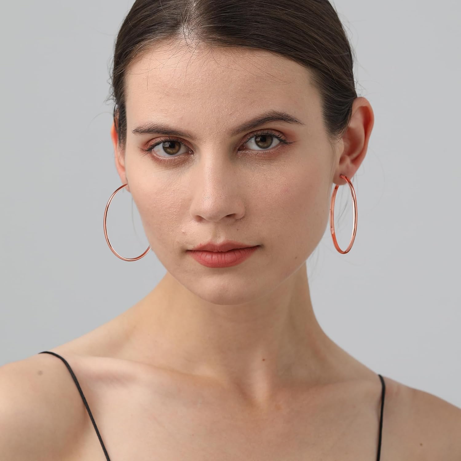 OOOPEL 3mm Wide Large Hoop Earrings for Women Hypoallergenic 925 Sterling Silver Post Gold Earrings Lightweight Silver Hoop Earrings Oversize Big Gold Hoops 30/40/50/60MM - Image 4