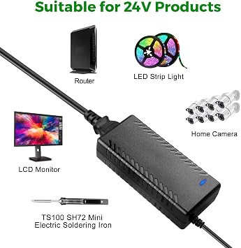 24V 4A Power Supply 96W Adapter UK AC 100-240V to DC 24 Volt 4 amp Transformer Converter Replacement 3.75A 3.5A 3.3A 3.2A 3A for Massage Chair LED Strip CCTV Camera LCD Monitor