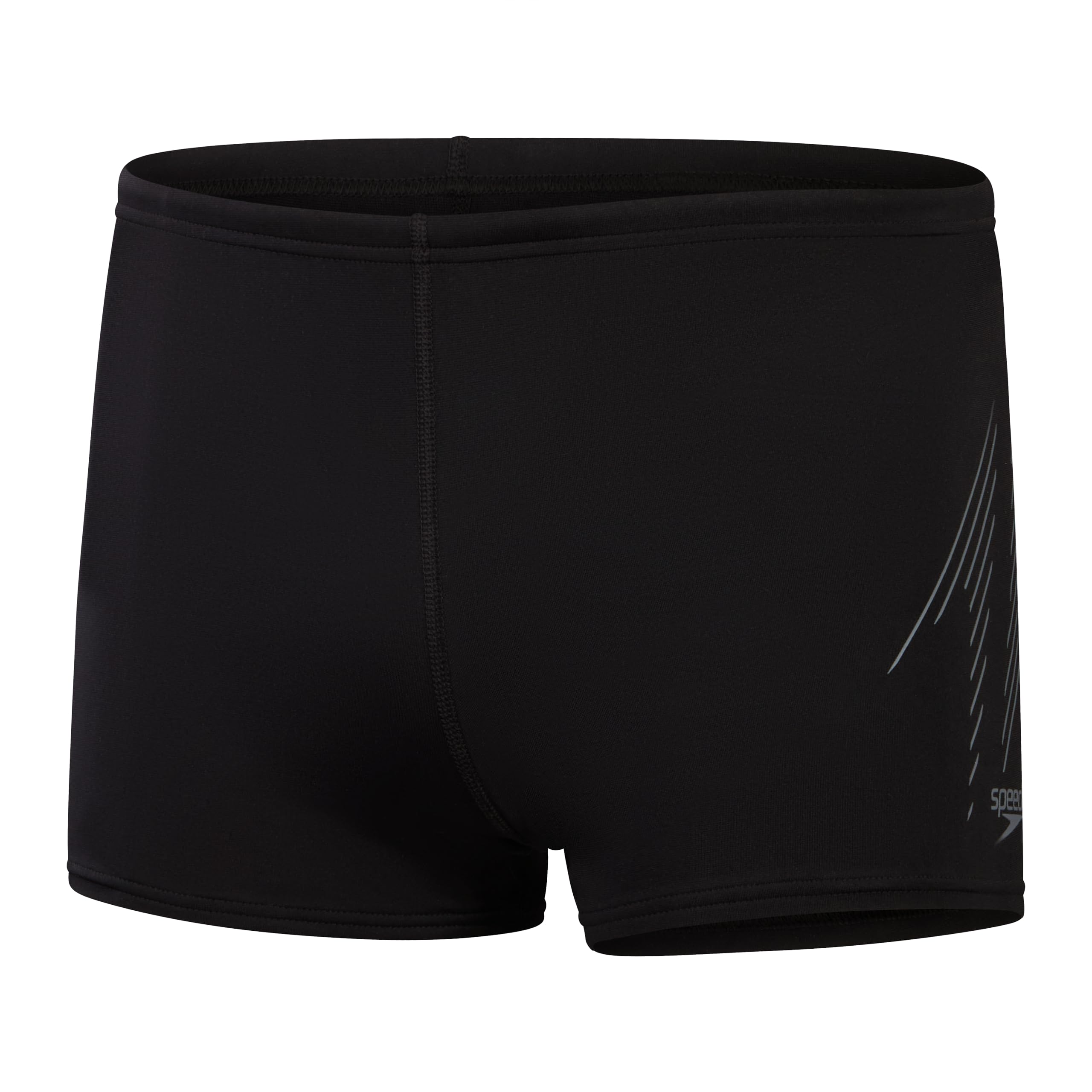 Speedo Men's Hyperboom Placement Aquashort | Swim Training | Fitness | Chlorine Resistant Swimwear, Black/Grey, 28