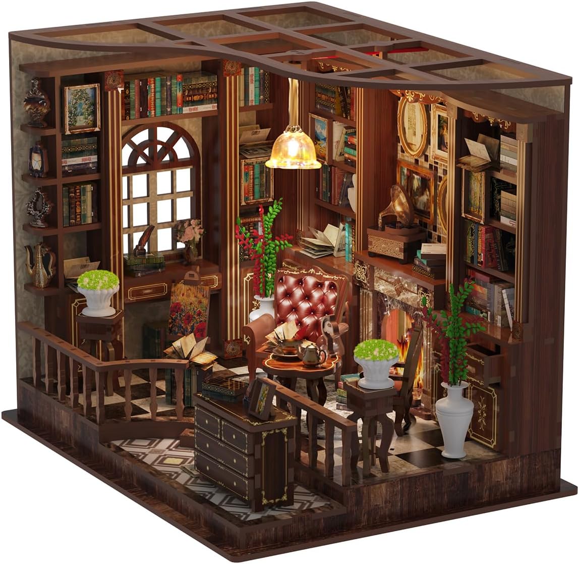 Book Nook Kit for Adults, 3D Wooden Miniature DIY House Craft Kit Book Nook Decor Bookshelf Insert Diorama Birthday Gift