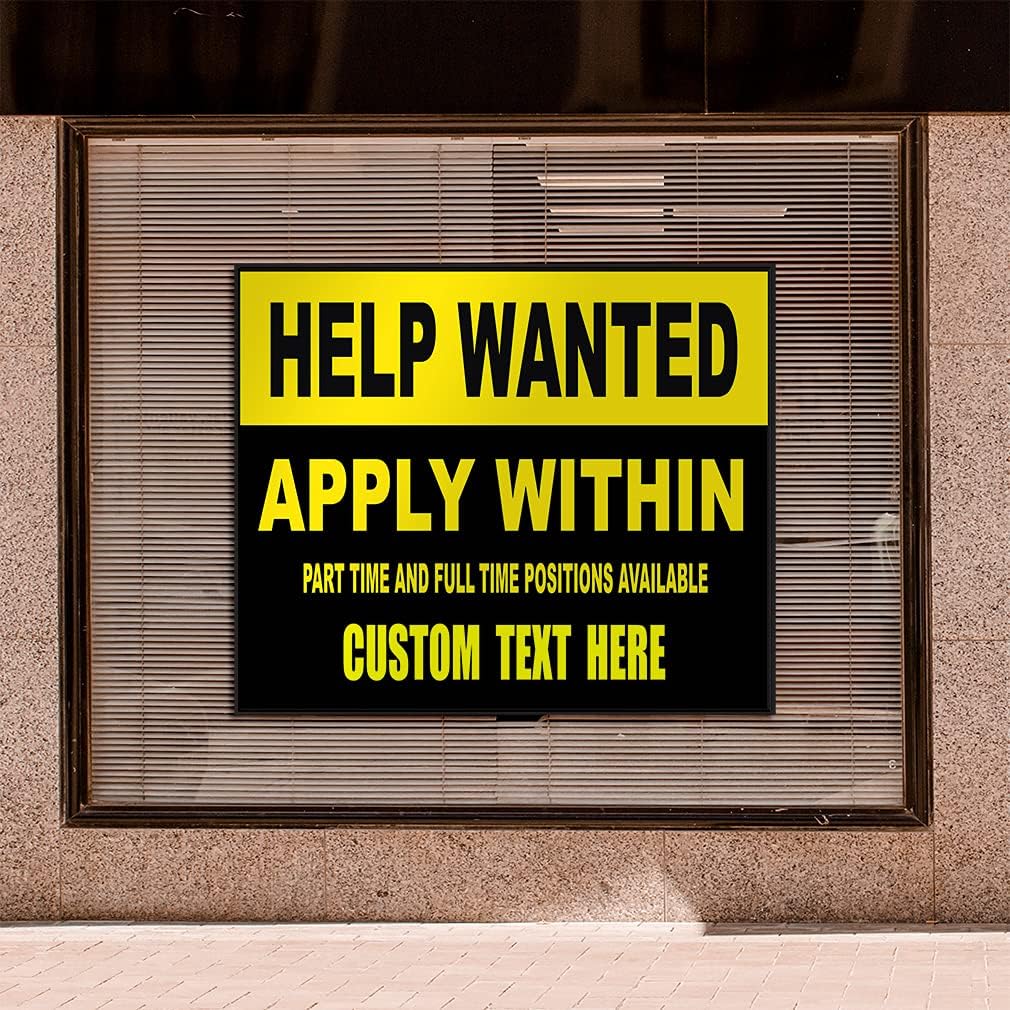 Custom Decal Stickers Multiple Sizes Help Wanted Apply Within Business Industrial Vinyl Safety Sign Label Help Wanted Personalized Text Here 24x18Inches