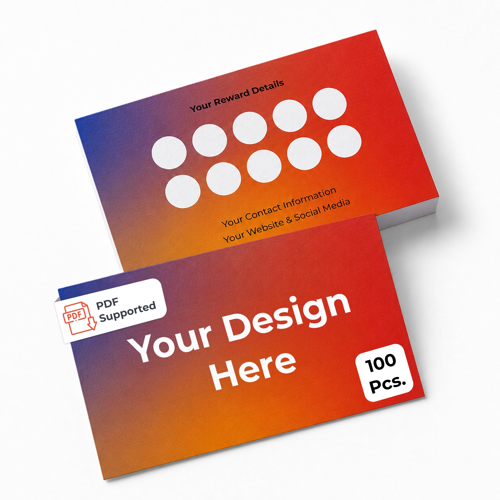 Cimpress Personalised Custom Loyalty Reward Cards, Pack of 100, Add Your Design, Logo or Text, 324GSM Natural Uncoated Paper, Rectangular Double Sided Print