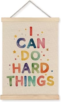 JINYO I Can Do Hard Things Poster Hanger Frame, Inspirational Wall Art Decor, Boho Classroom Decor, Inspirational Quotes Banner Posters Wall Decor for Classroom Nursery Kids Room Preschool Playroom, 12x16 Inches