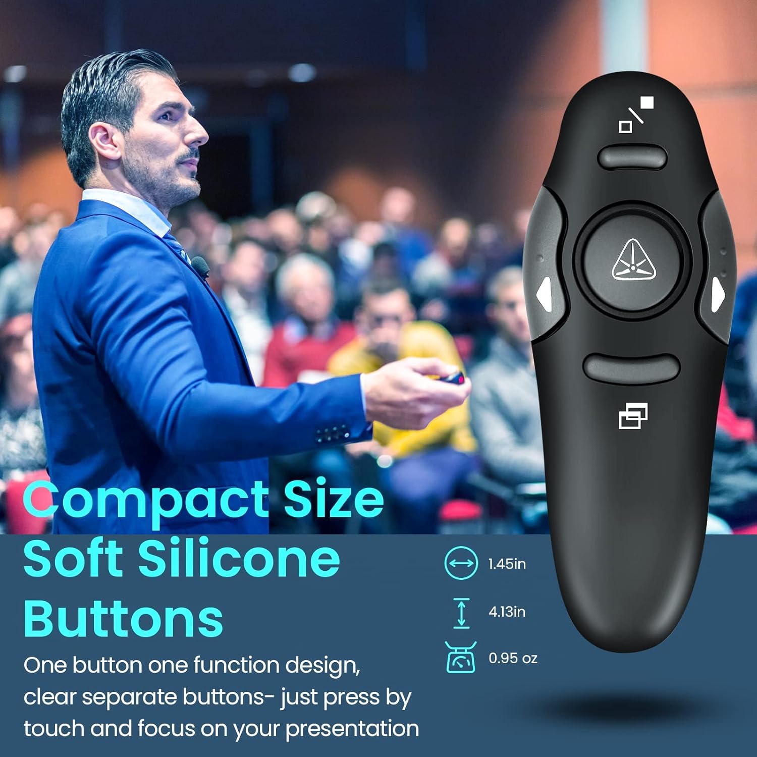 Klink Presentador Inalámbrico para Presentaciones - Puntero Láser con Mando Remoto, Pasador de Diapositivas, Compatibilidad Universal con Windows/Mac/Linux - Ideal para Conferencias y Enseñanza