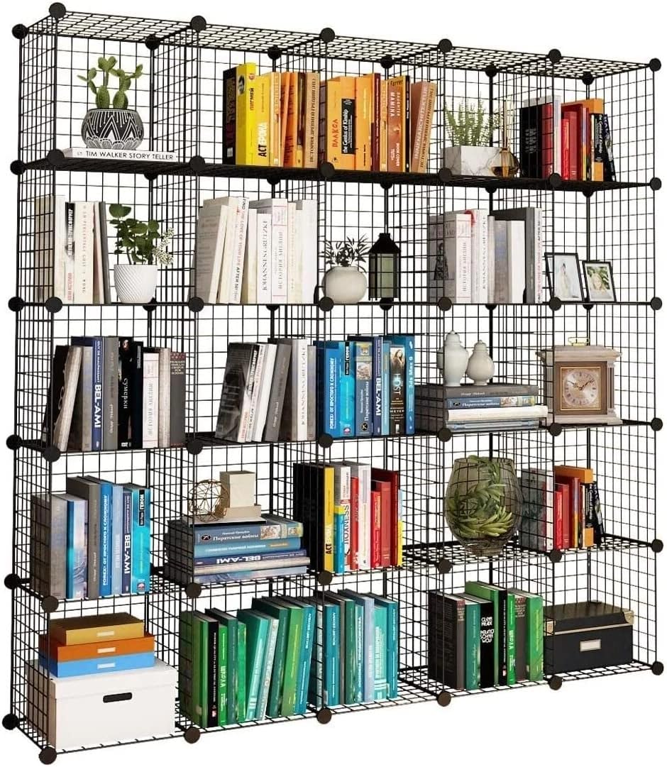 25 Bölmeli Metal Portatif Kitaplık Raf Dolap Organizer