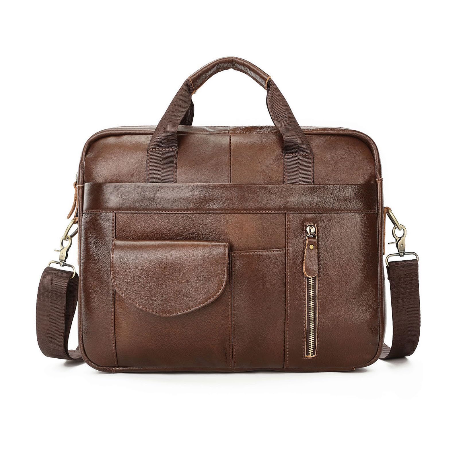 FANDARE Herren Aktentasche Umhängetasche Leder Mann 15.6 Zoll Laptoptasche Damen Henkeltasche Arbeitstasche Business Handtasche Tragetasche Schultertasche Leder Messenger Crossbody Briefcase Braun