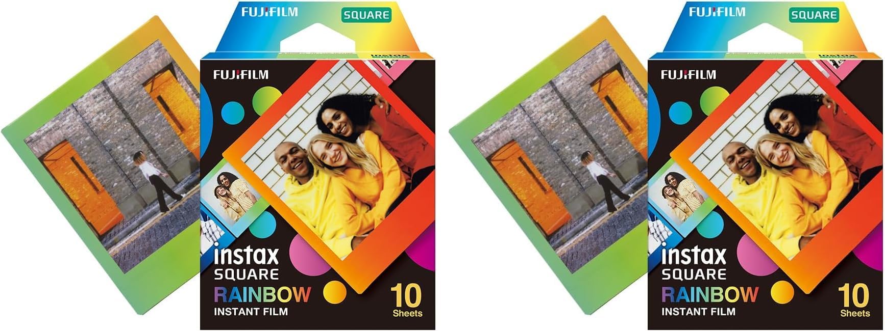 instax SQUARE instant film Rainbow border, 10 shot pack, suitable for all instax SQUARE cameras and printers (Pack of 2)