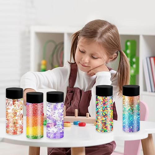 Miniatura 6 de 28 botellas sensoriales de plástico vacías con tapas, 10 onzas, a prueba de fugas, transparentes, reutilizables, para manualidades sensoriales,