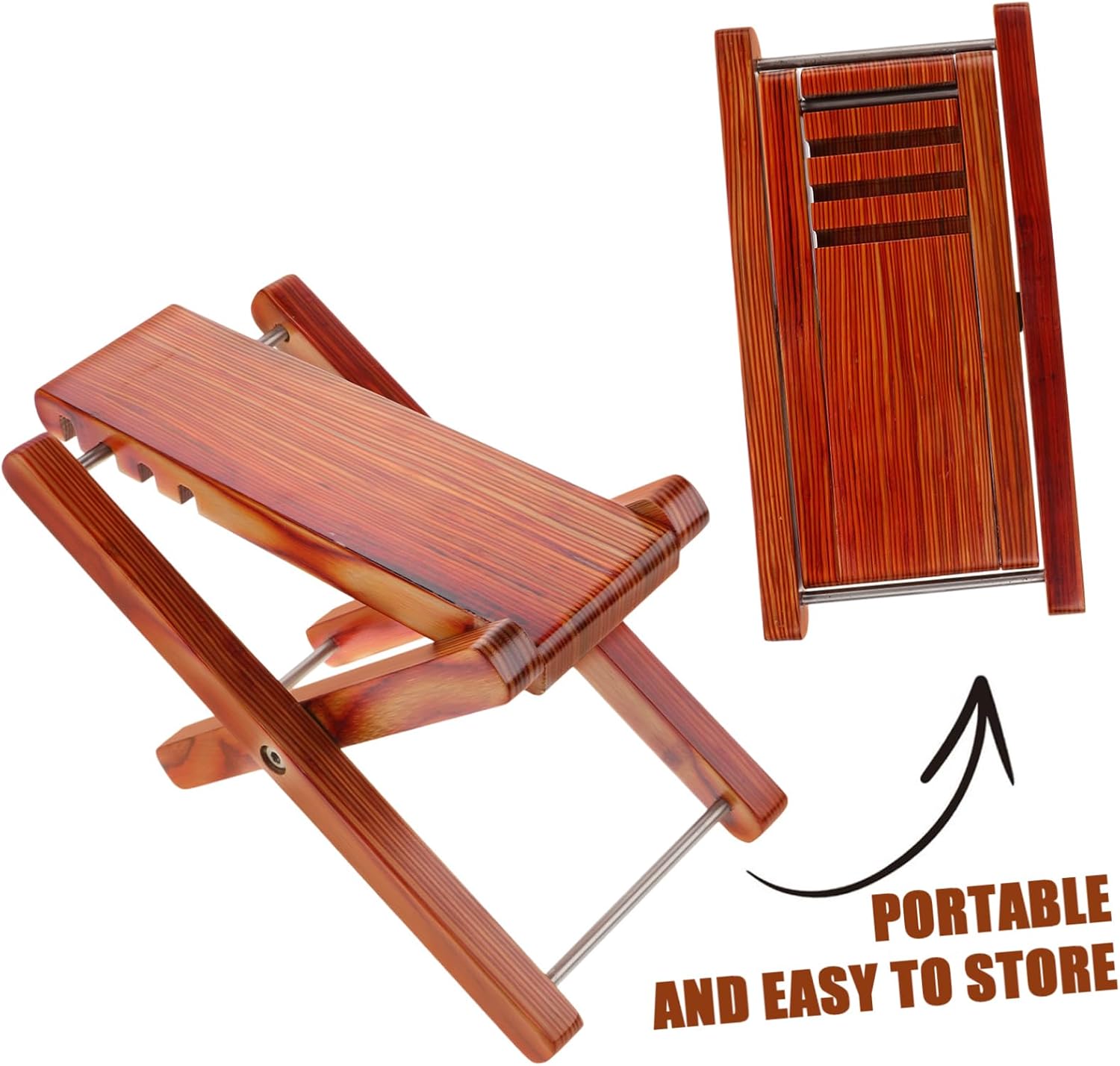 1pcs Bamboo Guitar Foot Stool Adjustable Height Non-Slip Footrest for Classical Guitar Players Portable Solid Wood Design Gear Settings for Ergonomic Comfort