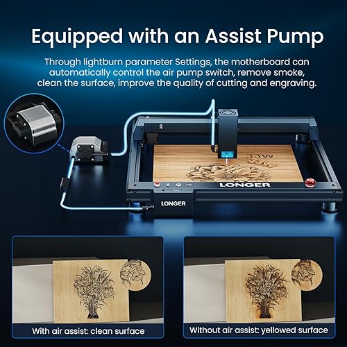 Miniatura 6 de Longer Laser B1 - Cortador láser de 30 W con asistencia de aire automática, velocidad de trabajo de hasta 23.622 inS, grabador láser para madera y