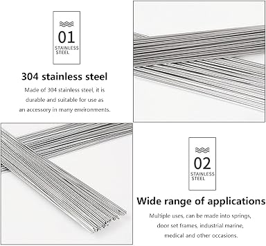 Stainless Steel Spring Wire Full Hard Wire Straight Wire for Industrial Use, Length 50cm (19.6In),30Pcs,Diameter:1.3mm