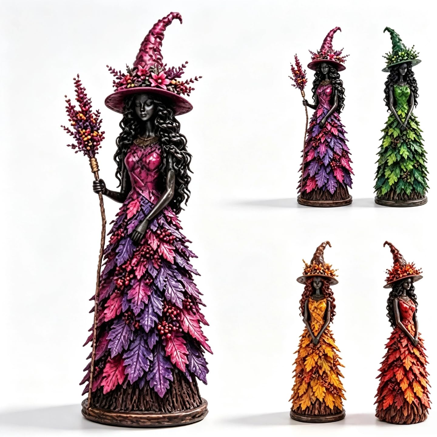 Enchanted Autumn Witch Figurine, Halloween Witch Statue Fall Tabletop Decor
