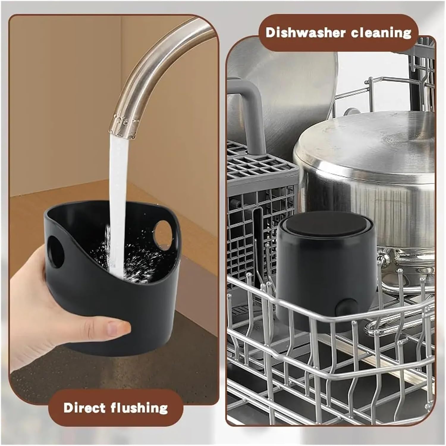 Knock Box Coffee Grounds Container Anti Slip Dump Bin Grind，Compatible For Delonghi，Compatible For Breville Bar Cafe(Black 450ml)