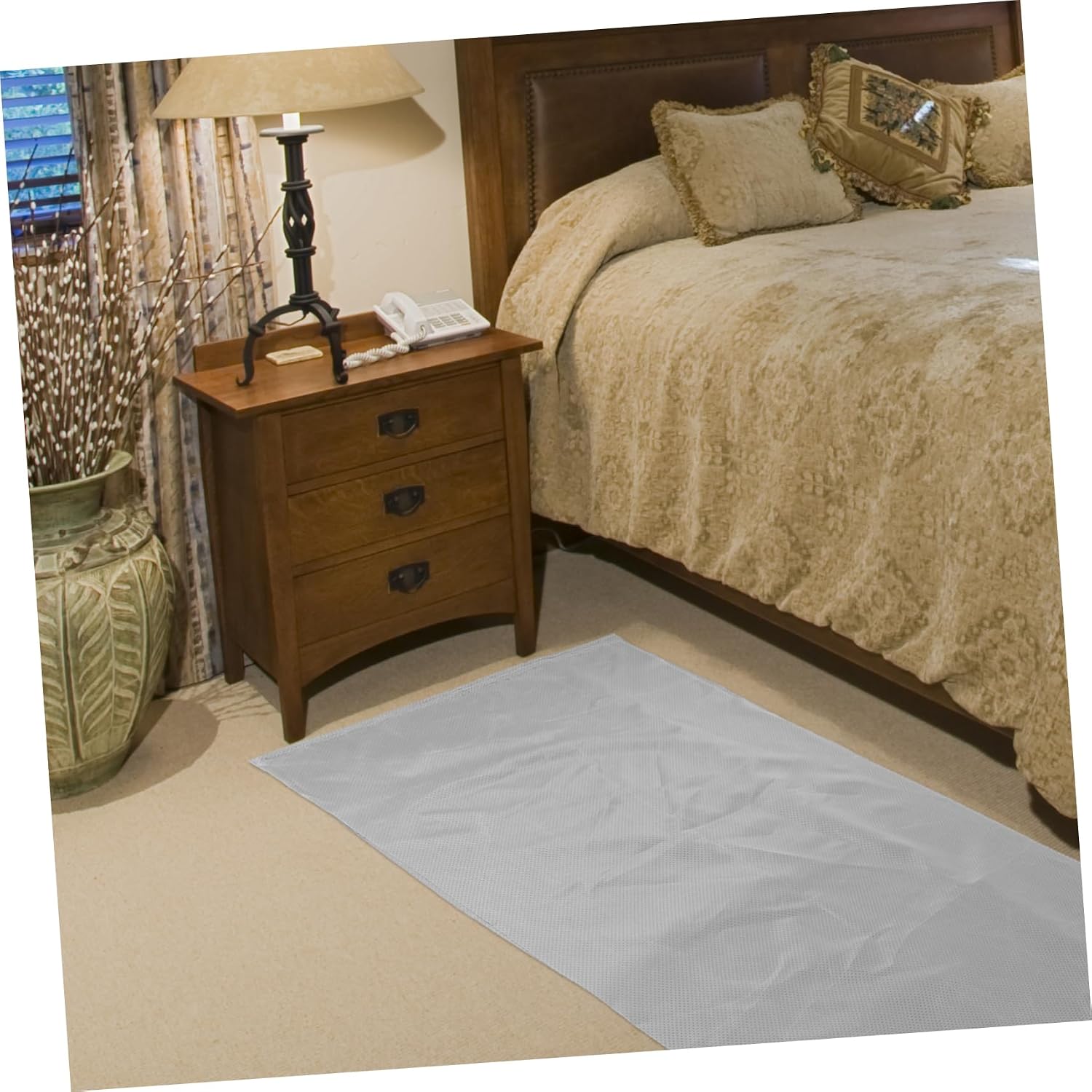 2pcs Non-Slip Floor Mat Liner Durable Anti-Skid Fabric for Bathroom Kitchen and Living Room Reusable Each Water Absorbent Easy to Clean Gray