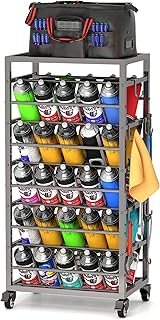 yeshine 50 Can Spray Paint Storage Rack, Metal Aerosol Storage Cart, Rolling Spray Bottle or Lube Holder, Aerosol Can Holder Rack, Paint Bottle Organizer for Garage And Craft Workroom