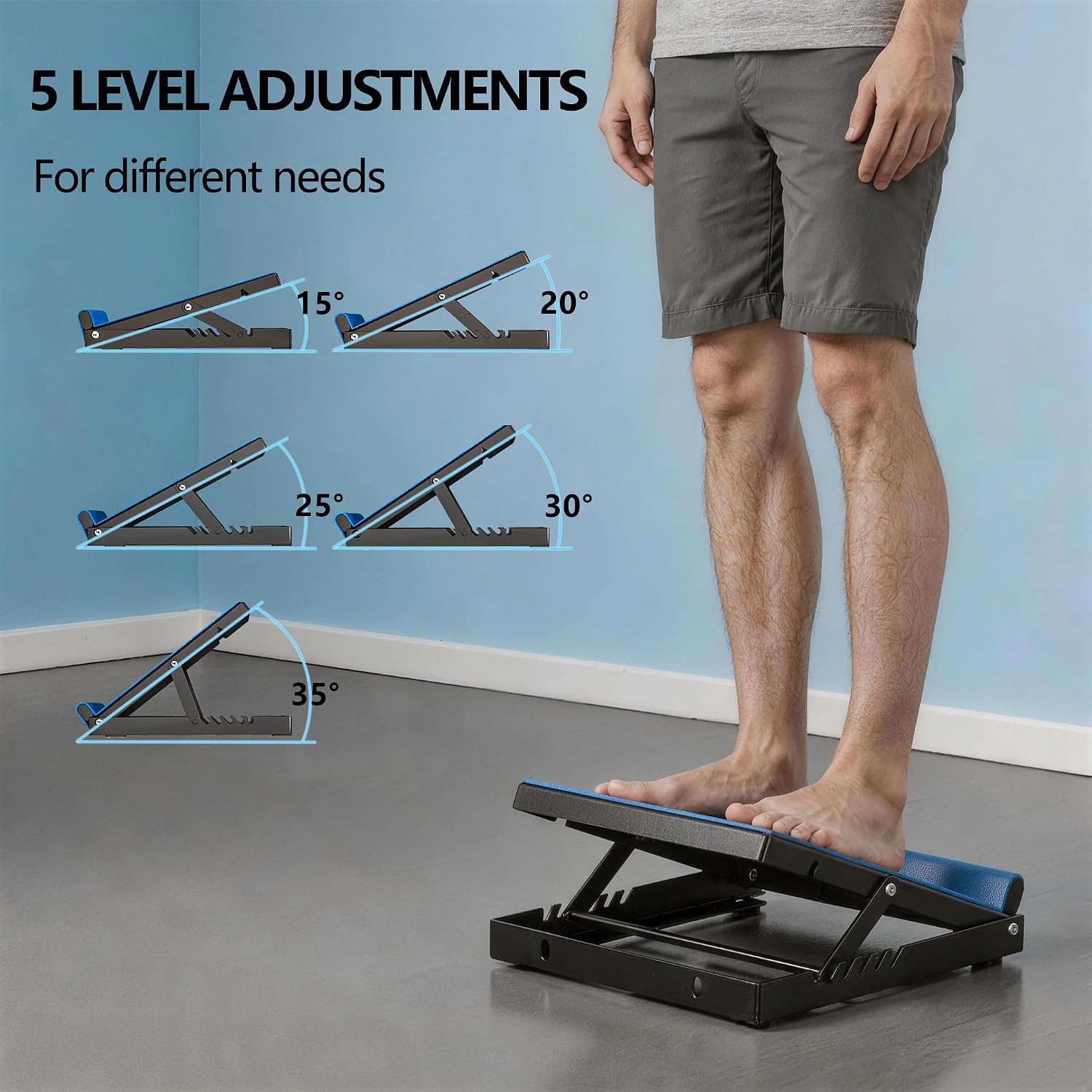 650lbs Steel Slant Board, 5-Angle Calf Stretcher for Plantar Fasciitis & Achilles Relief, Non-Slip Incline Board for Home Gym & Stretching