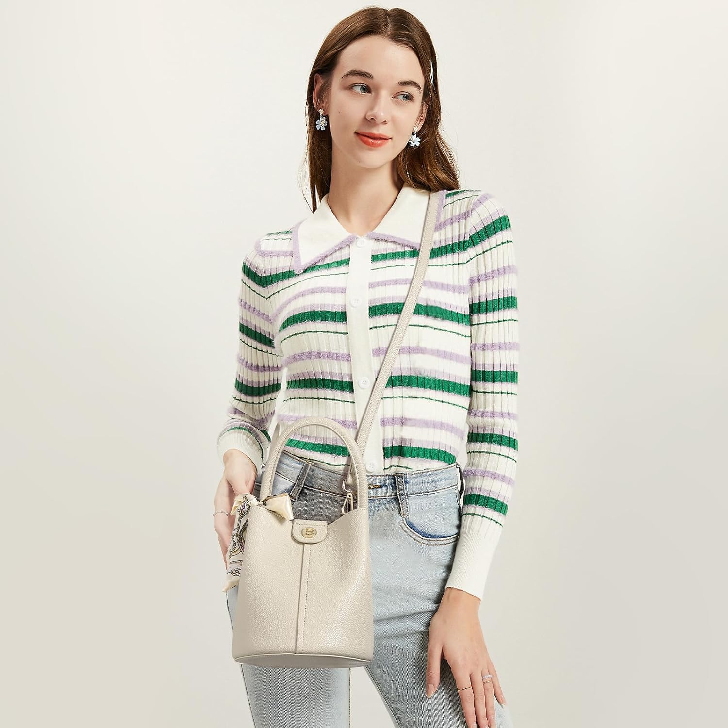 BOSTANTEN Vegan Leather Mini Bucket Handbag