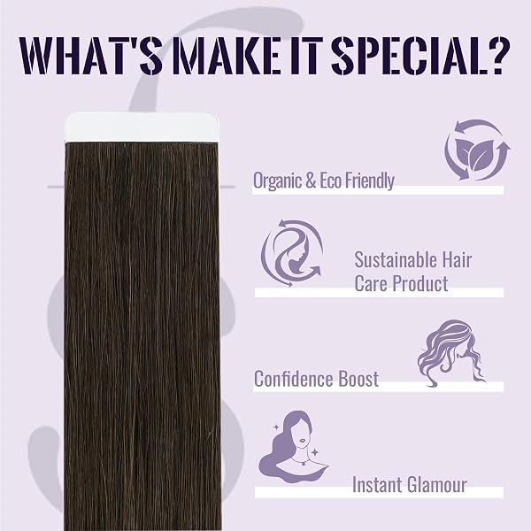 Fshine Extension Capelli Veri Biadesivo Marrone Scuro Extension Biadesive Capelli Veri Lisci 30 cm 50 g 20 pcs Tape Invisibili Biadesive Remy Adesive Umani Festa Colore 2 - 2
