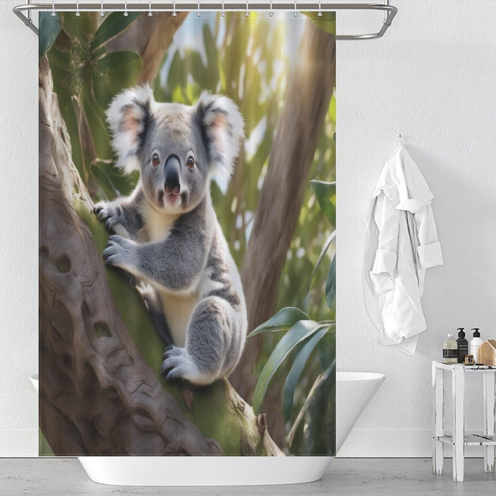 Rideau de douche koala pour salle de bain enfant ou parentale en tissu imperméable
